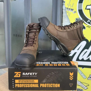 High-Cut Full-Grain Leather Safety Boot - Brown