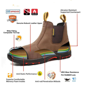 Slip-on 18kV High-Voltage Full-Grain Leather Safety Boot - Brown